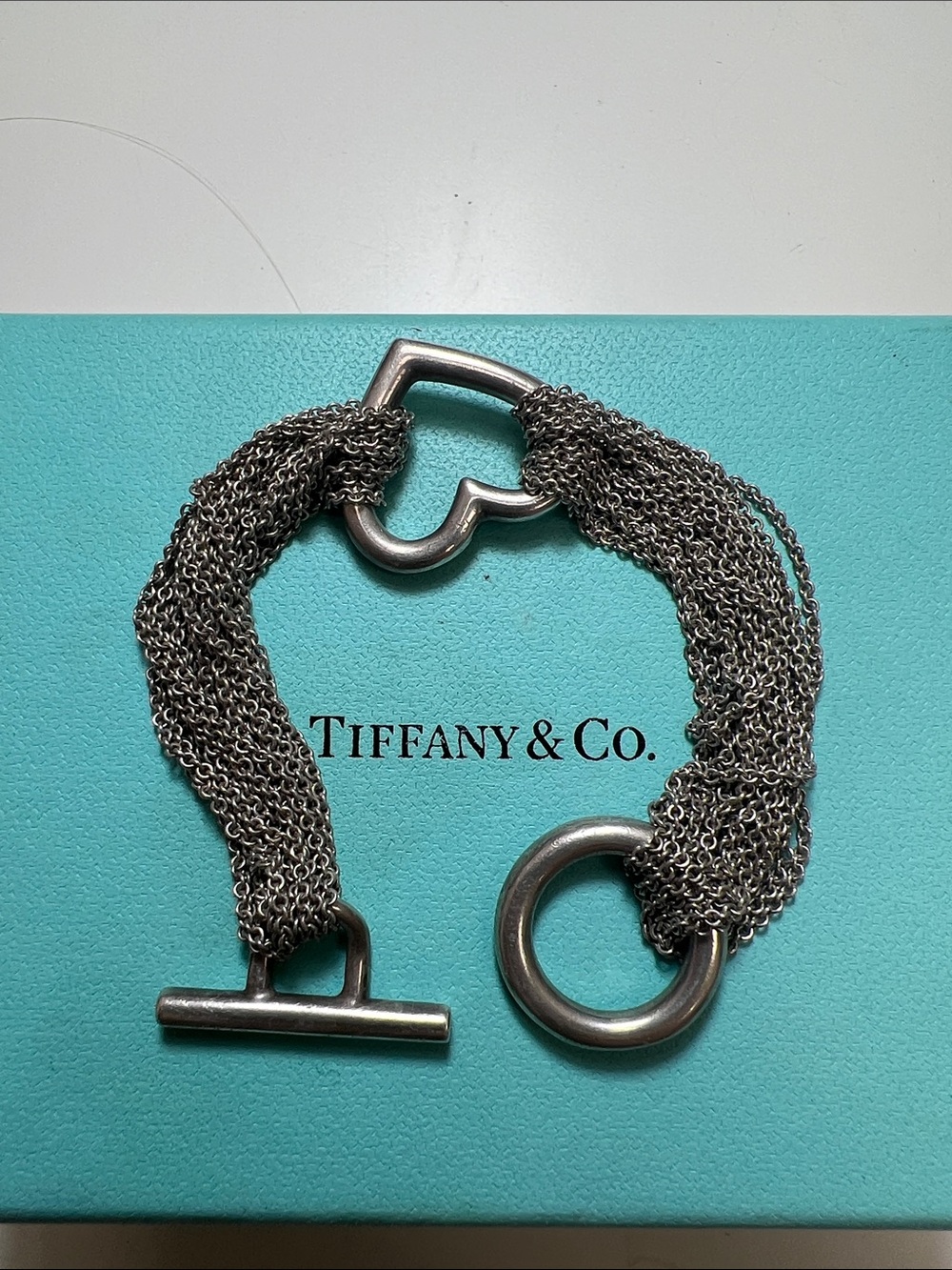 Tiffany & Co. Sterling Silver Heart Multi-Strand Toggle Bracelet